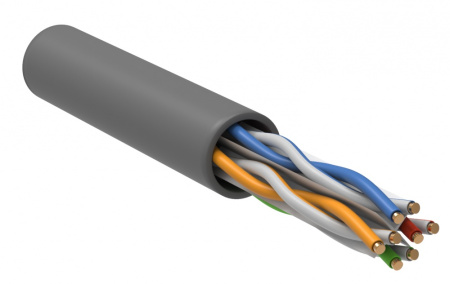 ITK Витая пара U/UTP кат.6 4х2х23AWG solid LSZH нг(А)-HF серый (305м)